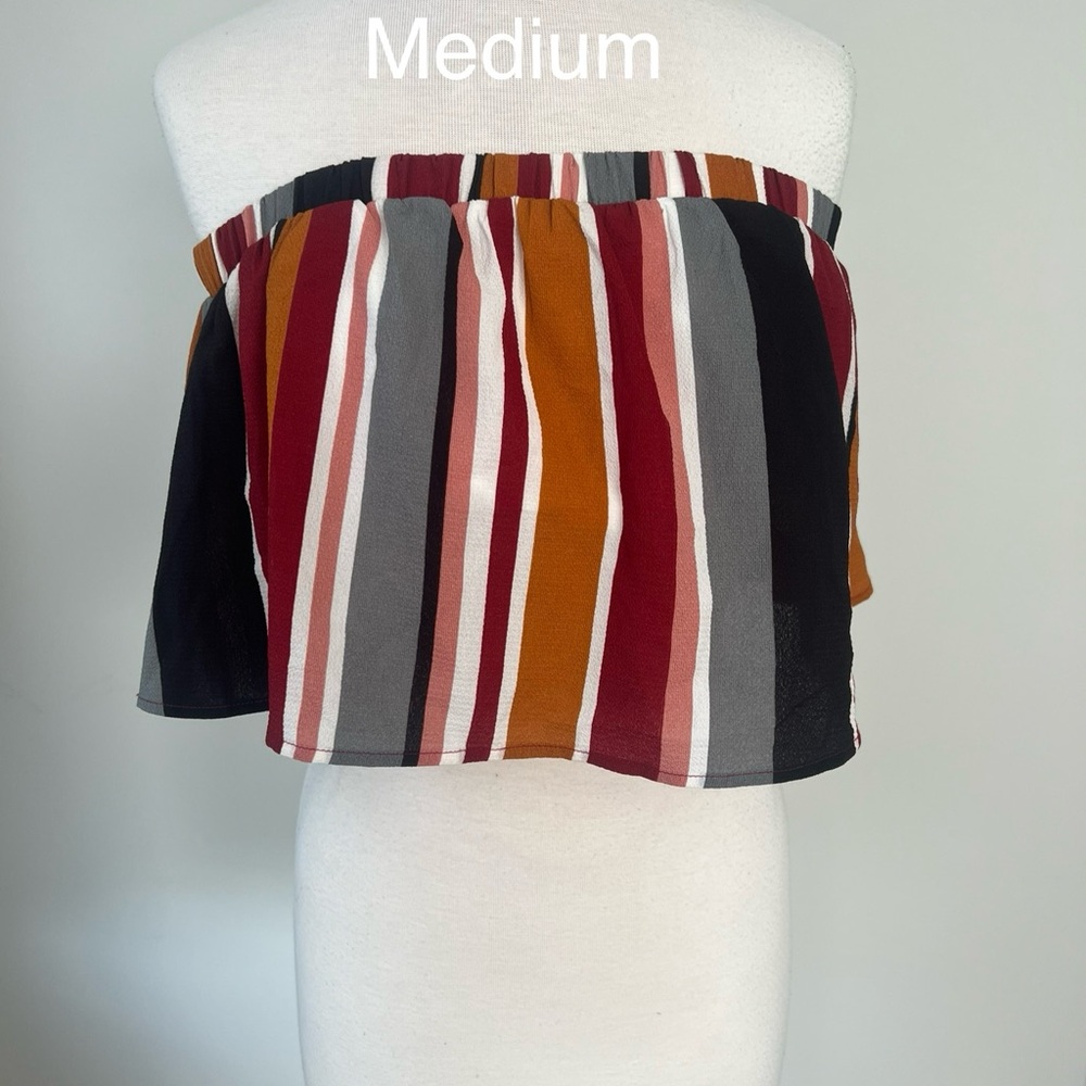 Striped Cropped Tube Top - Medium